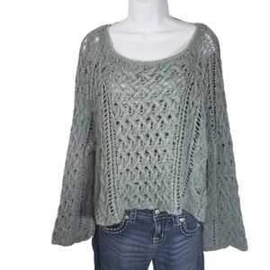 Free People sweater oversized cropped knit green